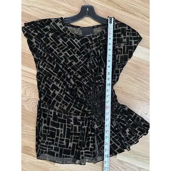 Aryn K. Silk Velvet Burnout Top Party Gold Metallic Black Size Medium Artsy - Picture 9 of 10
